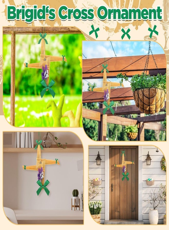 Knitgrip St. Brigid's Wall Cross Ornament Imbolc Decor Saint Brigid's Hanging Cross with Ribbon Celtic Knot Pendant and Flower Traditional Irish Blessing Decor for Imbolc 10 x 10 in(Yellow) - Image 5
